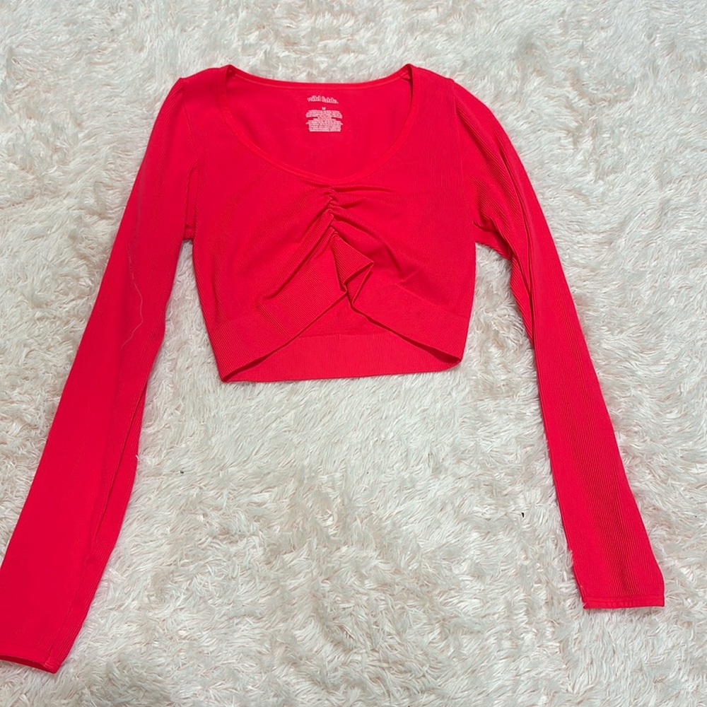 Pink long sleeve workout shirt